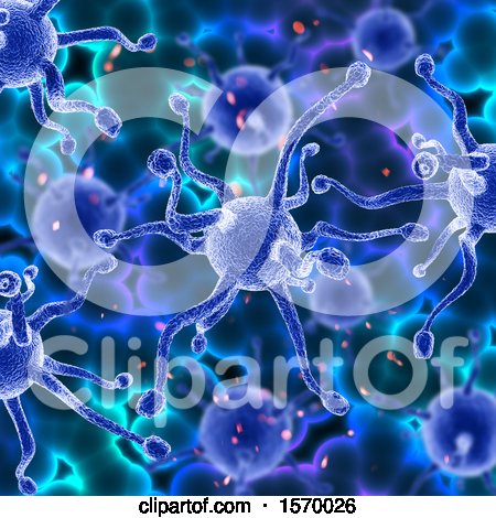 Clipart of a Background of 3d Microscopic Virus Cells - Royalty Free Illustration by KJ Pargeter
