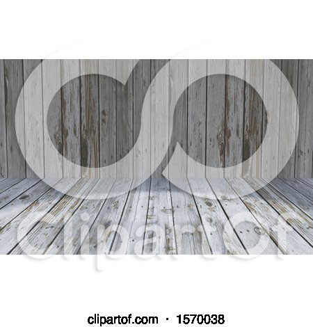 Clipart of a 3d Wood Room Interior - Royalty Free Illustration by KJ Pargeter
