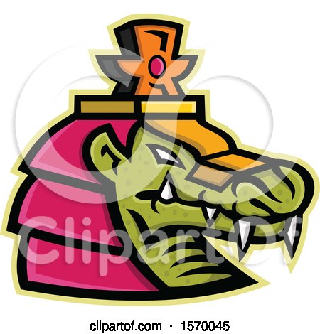 Clipart of an Ancient Egyptian Mascot of Sobek, a Crocodile - Royalty Free Vector Illustration by patrimonio