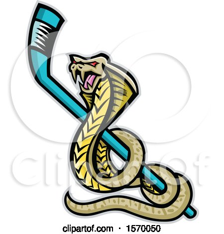 Clipart of a King Cobra Sports Mascot with a Hockey Stick - Royalty Free Vector Illustration by patrimonio