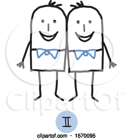 Clipart of Gemini Horoscope Astrology Zodiac Stick Men As Twins - Royalty Free Vector Illustration by NL shop