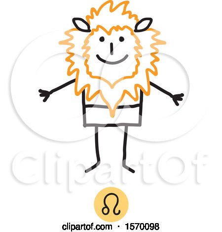 Clipart of a Leo Horoscope Astrology Zodiac Stick Man As a Lion - Royalty Free Vector Illustration by NL shop
