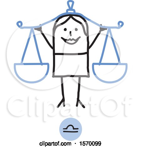 Clipart of a Libra Horoscope Astrology Zodiac Stick Woman As Scales - Royalty Free Vector Illustration by NL shop