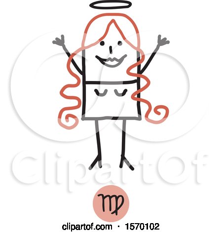 Clipart of a Virgo Horoscope Astrology Zodiac Stick Woman As a Virgin - Royalty Free Vector Illustration by NL shop