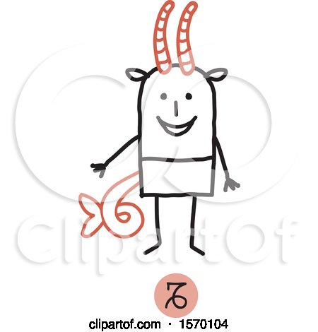 Clipart of a Capricorn Horoscope Astrology Zodiac Stick Man As a Sea Goat - Royalty Free Vector Illustration by NL shop