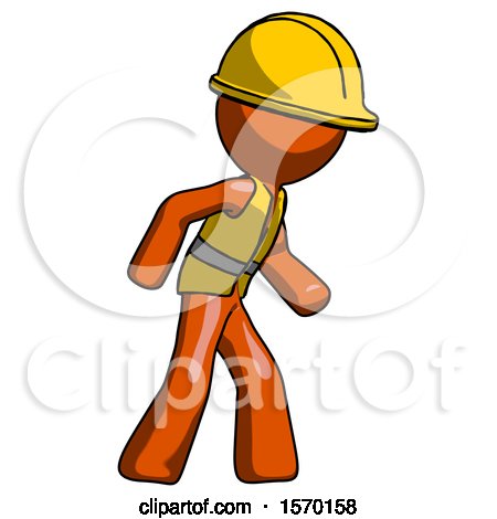 Orange Construction Worker Contractor Man Suspense Action Pose Facing Right by Leo Blanchette