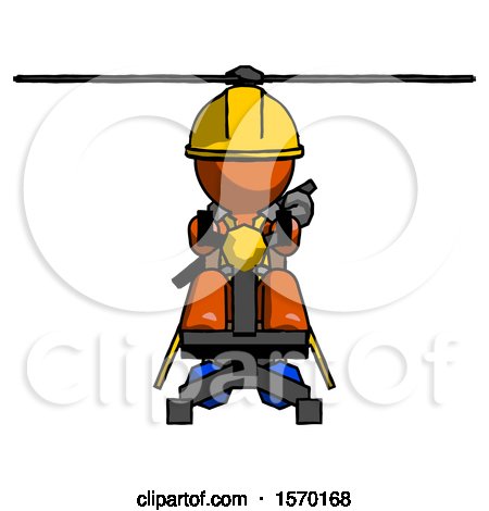Orange Construction Worker Contractor Man Flying in Gyrocopter Front View by Leo Blanchette