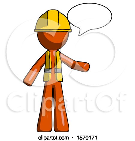 Orange Construction Worker Contractor Man with Word Bubble Talking Chat Icon by Leo Blanchette