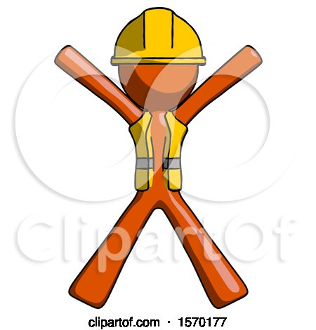 Orange Construction Worker Contractor Man Jumping or Flailing by Leo Blanchette
