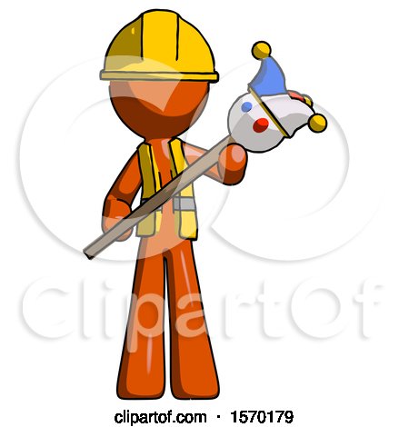 Orange Construction Worker Contractor Man Holding Jester Diagonally by Leo Blanchette