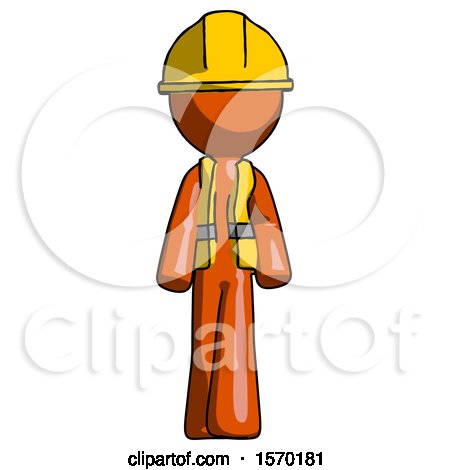 Orange Construction Worker Contractor Man Walking Front View by Leo Blanchette