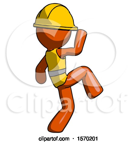 Orange Construction Worker Contractor Man Kick Pose Start by Leo Blanchette