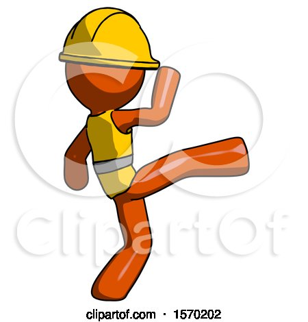 Orange Construction Worker Contractor Man Kick Pose by Leo Blanchette