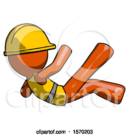 Orange Construction Worker Contractor Man Falling Backwards by Leo Blanchette