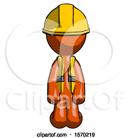 Orange Construction Worker Contractor Man Kneeling Front Pose by Leo Blanchette