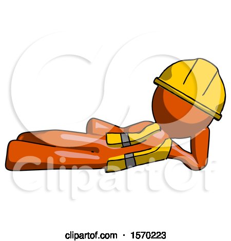 Orange Construction Worker Contractor Man Reclined on Side by Leo Blanchette