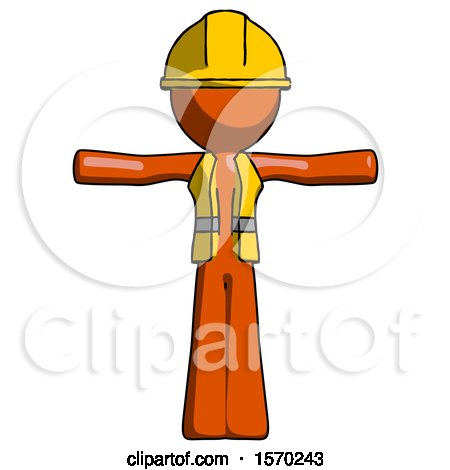Orange Construction Worker Contractor Man T-Pose Arms up Standing by Leo Blanchette