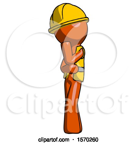 Orange Construction Worker Contractor Man Thinking, Wondering, or Pondering by Leo Blanchette