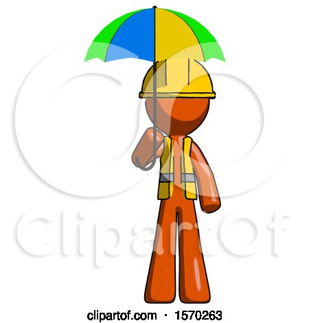 Orange Construction Worker Contractor Man Holding Umbrella Rainbow Colored by Leo Blanchette
