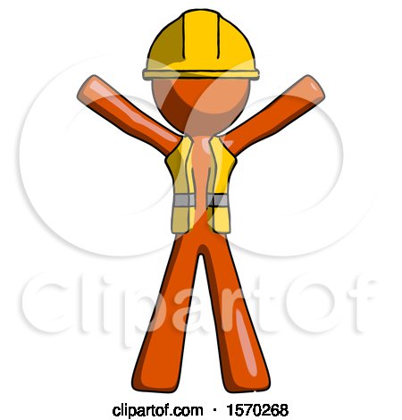 Orange Construction Worker Contractor Man Surprise Pose, Arms and Legs out by Leo Blanchette