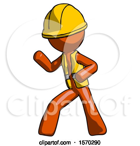 Orange Construction Worker Contractor Man Martial Arts Defense Pose Left by Leo Blanchette