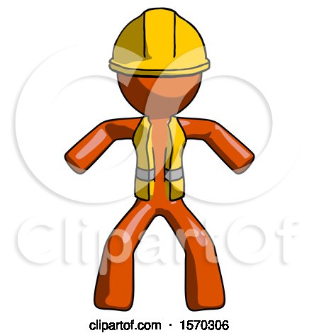 Orange Construction Worker Contractor Male Sumo Wrestling Power Pose by Leo Blanchette