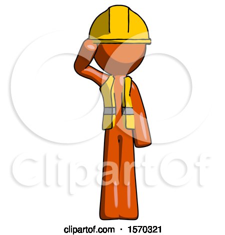 Orange Construction Worker Contractor Man Soldier Salute Pose by Leo Blanchette