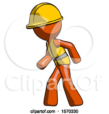 Orange Construction Worker Contractor Man Suspense Action Pose Facing Left by Leo Blanchette