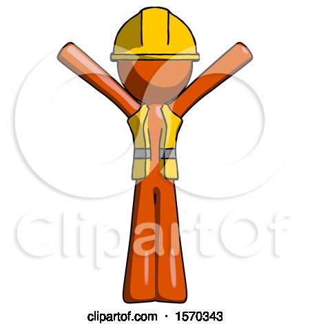 Orange Construction Worker Contractor Man with Arms out Joyfully by Leo Blanchette