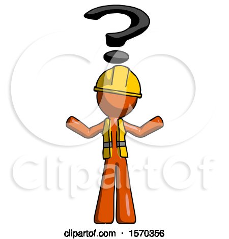 Orange Construction Worker Contractor Man with Question Mark Above Head, Confused by Leo Blanchette