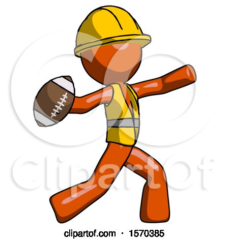Orange Construction Worker Contractor Man Throwing Football by Leo Blanchette