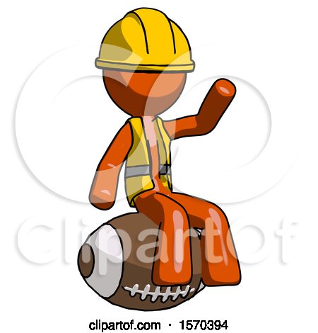 Orange Construction Worker Contractor Man Sitting on Giant Football by Leo Blanchette