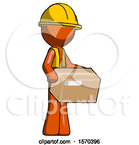 Orange Construction Worker Contractor Man Holding Package to Send or Recieve in Mail by Leo Blanchette