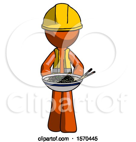 Orange Construction Worker Contractor Man Serving or Presenting Noodles by Leo Blanchette