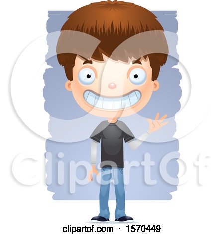 Clipart of a Friendly Waving White Teen Boy - Royalty Free Vector Illustration by Cory Thoman