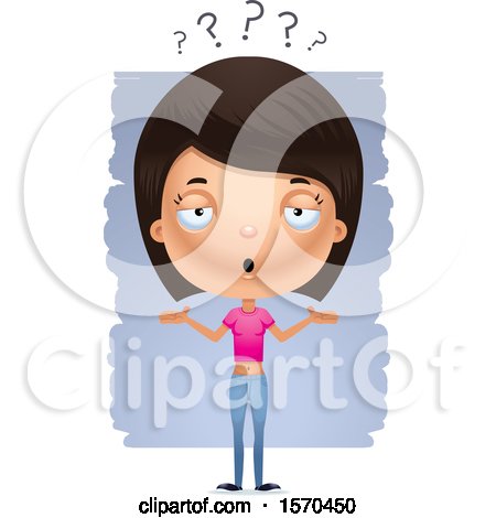 Clipart of a Careless Shrugging Hispanic Teen Girl - Royalty Free Vector Illustration by Cory Thoman
