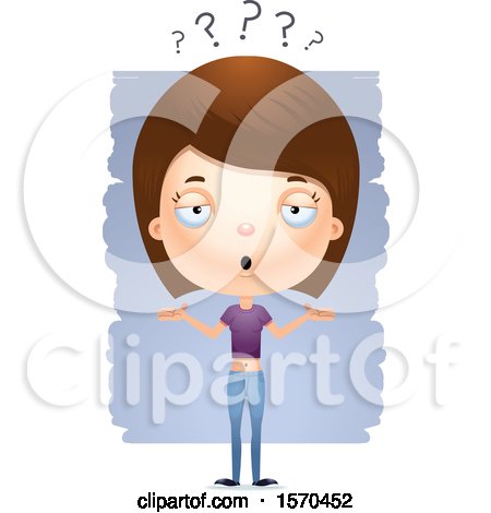 Clipart of a Careless Shrugging White Teen Girl - Royalty Free Vector Illustration by Cory Thoman