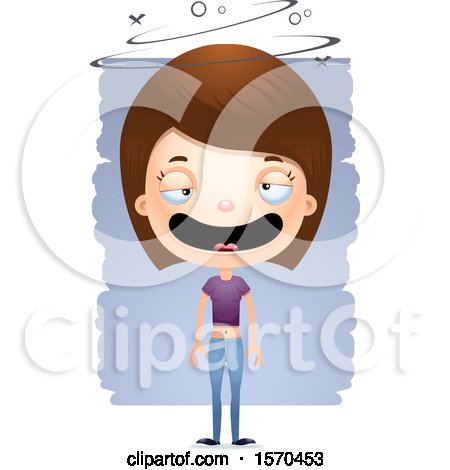 Clipart of a Drunk White Teen Girl - Royalty Free Vector Illustration by Cory Thoman