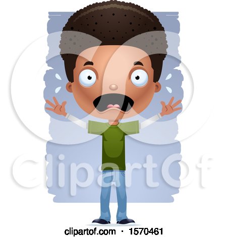 Clipart of a Scared Black Teen Boy - Royalty Free Vector Illustration by Cory Thoman