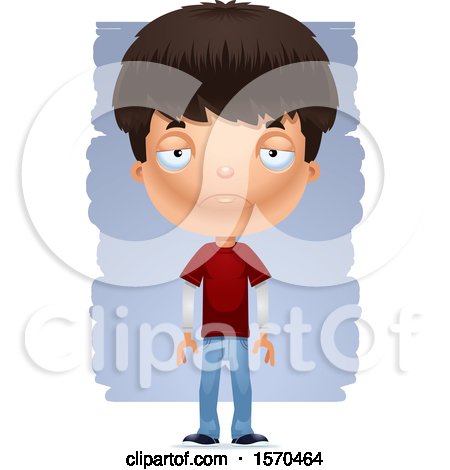 Clipart of a Depressed Hispanic Teen Boy - Royalty Free Vector Illustration by Cory Thoman
