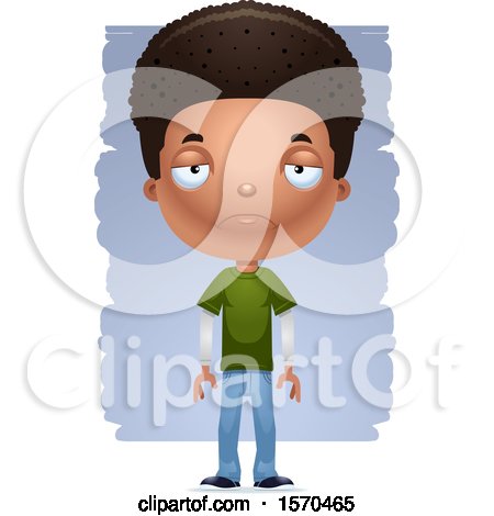Clipart of a Depresed Black Teen Boy - Royalty Free Vector Illustration by Cory Thoman