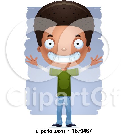 Clipart of a Happy Black Teen Boy - Royalty Free Vector Illustration by Cory Thoman