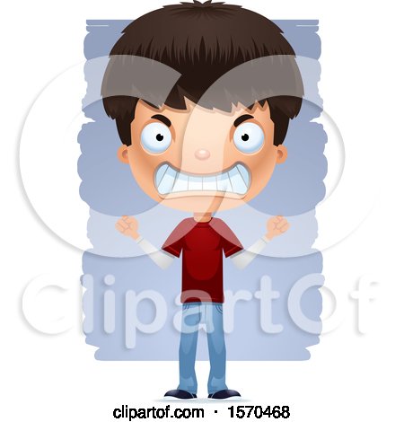 Clipart of a Mad Hispanic Teen Boy - Royalty Free Vector Illustration by Cory Thoman