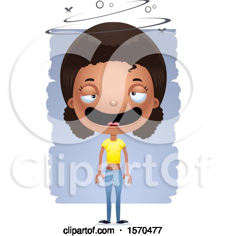 Clipart of a Drunk Black Teen Girl - Royalty Free Vector Illustration by Cory Thoman
