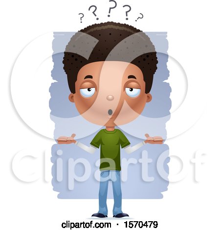 Clipart of a Careless Shrugging Black Teen Boy - Royalty Free Vector Illustration by Cory Thoman