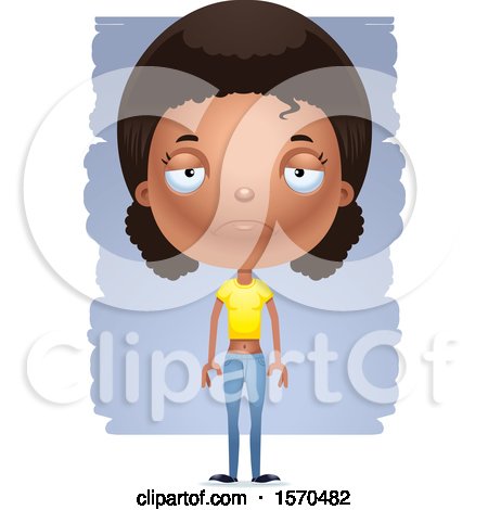 Clipart of a Depressed Black Teen Girl - Royalty Free Vector Illustration by Cory Thoman