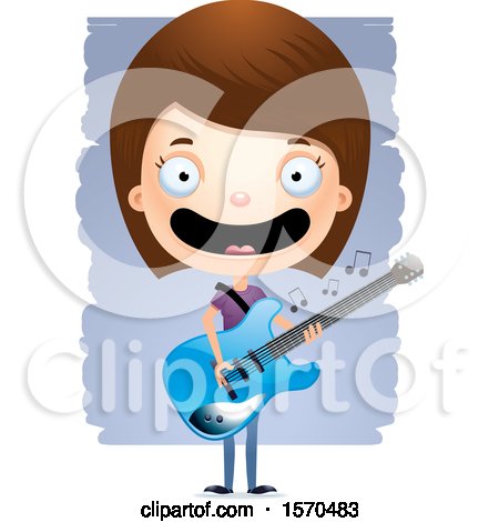 Clipart of a White Teen Girl Playing a Guitar - Royalty Free Vector Illustration by Cory Thoman