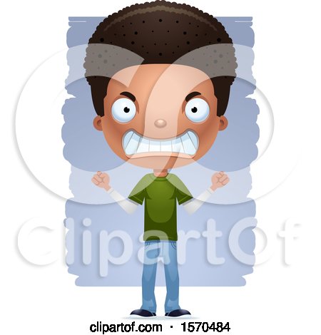 Clipart of a Mad Black Teen Boy - Royalty Free Vector Illustration by Cory Thoman