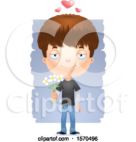 Clipart of a Romantic White Teen Boy - Royalty Free Vector Illustration by Cory Thoman