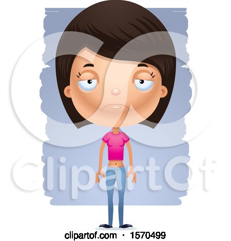 Clipart of a Depressed Hispanic Teen Girl - Royalty Free Vector Illustration by Cory Thoman